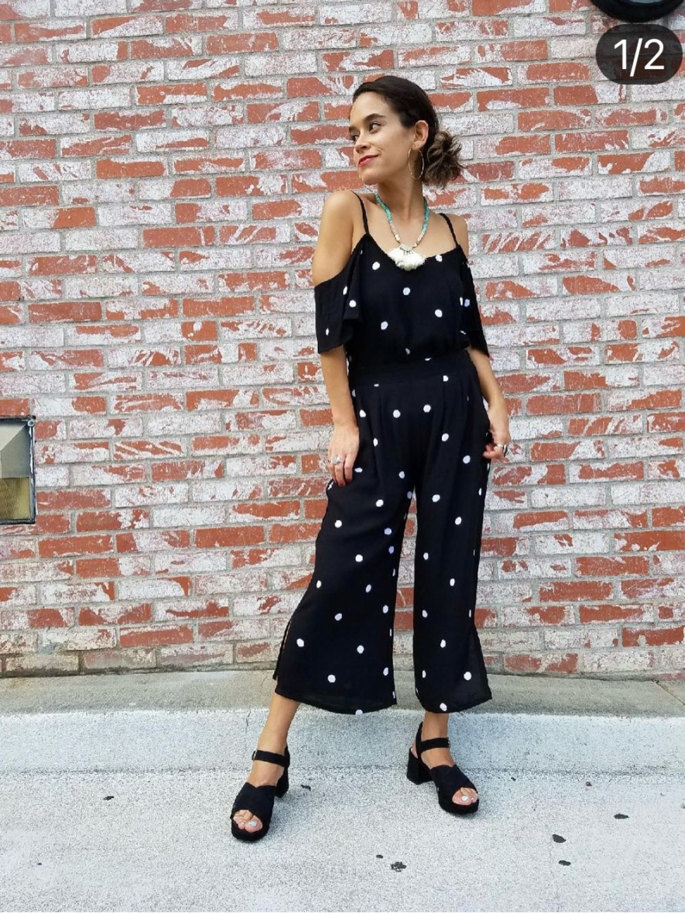 Ava Sky Polka Dot Top Ellie & Pant Padang 2-Piece Set